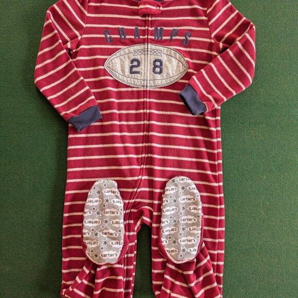 Bundle of Carter's Boy's Football Full-zip, Fleece, Footed Pajamas 5T 💙 - Picture 4 of 5